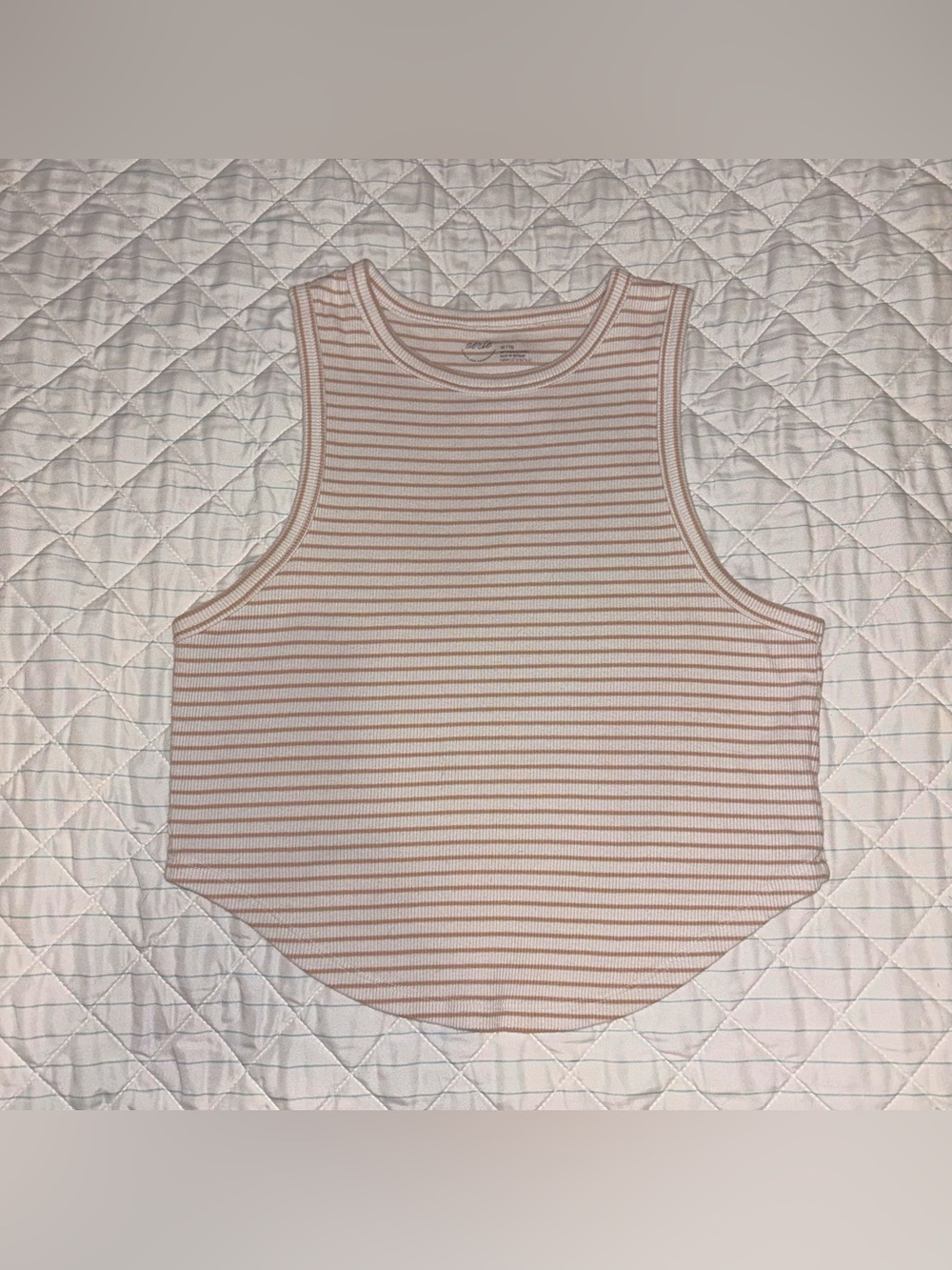 Aerie Ribbed High Neck Striped Tank Top